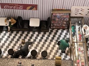 Figures and magazine rack installed.