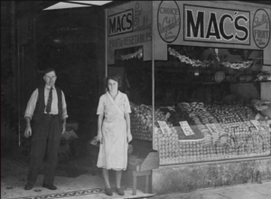 Fruit market display window.