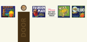 Interior wall graphics, right side.