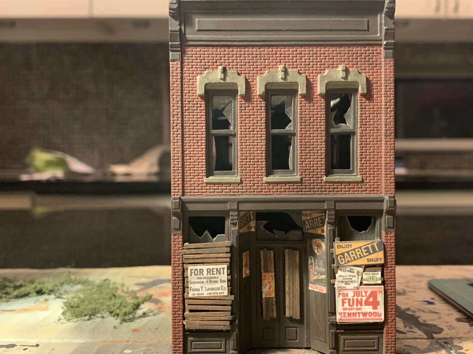 Model of abandoned storefront.