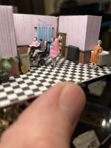 Stylist is about to put a cape on her customer before starting the hair cut.