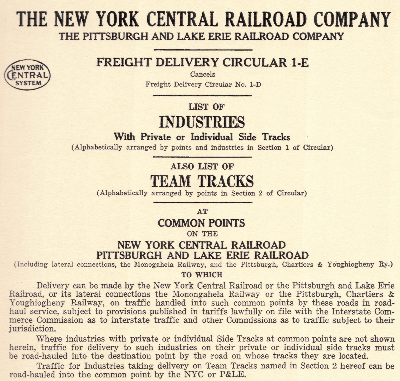 Cover of freight delivery circular.