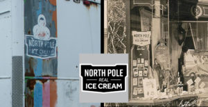 My improvised "1949" logo for North Pole Ice Cream, based on logos from the 1980s and 1920s.