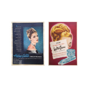 These era-appropriate advertising posters for beauty products decorate the interior.