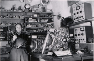 TV repair shop in April 1953.