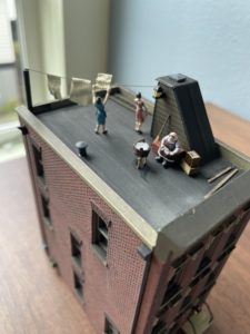 Rooftop laundry scene.