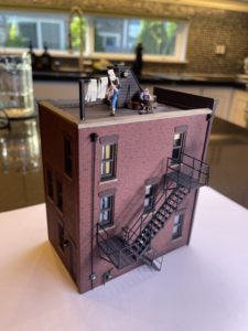 Rooftop laundry scene.