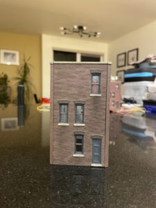 Rear view of building after weathering.