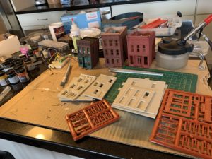 Exterior wall pieces ready for sanding.